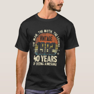 T-shirt Vintage 1982 40E Anniversaire 40 Ans D'Être