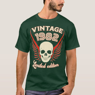 T-shirt Vintage 1982 Edition Limitée Crâne Et Ailes