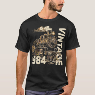 T-shirt Vintage 1984 Steampunk Steam Train Locomotive 40e