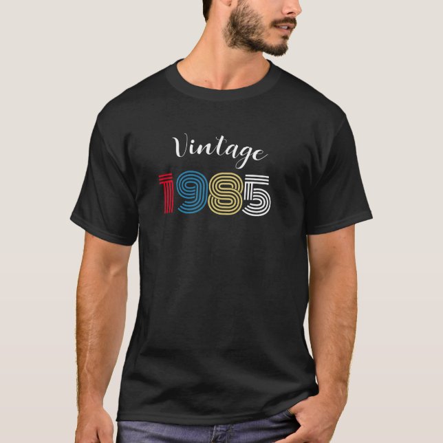 T-shirt Vintage 1985 Rétro Stripe Numeral Tee (Devant)