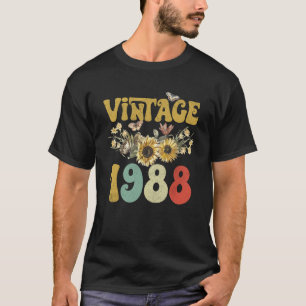 T-shirt Vintage 1988 Papillon tournesol Rétro Super 35e