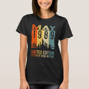 T-shirt Vintage 1989 33 Ans Fabriqué En Mai 1989 33ème Bir