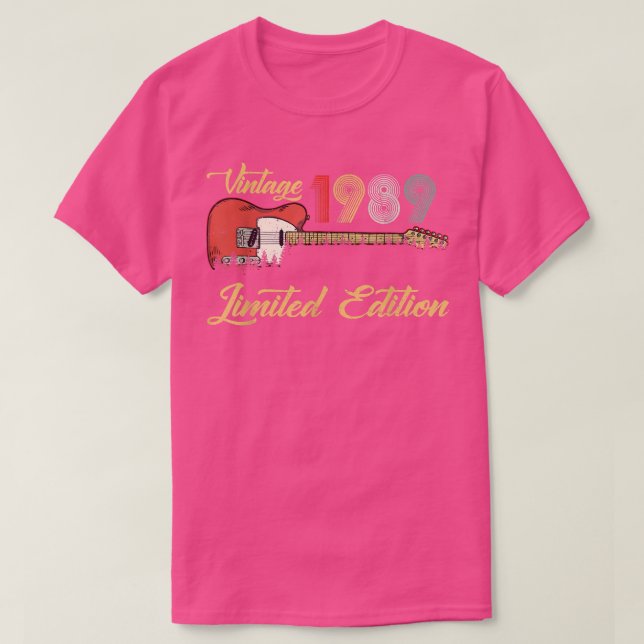 T-shirt Vintage 1989 Cadeaux Anniversaire Guitare Amateurs (Design devant)