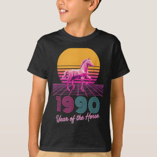 T-shirt Vintage 1990 Année du Cheval Cavalier Lunaire CNY 