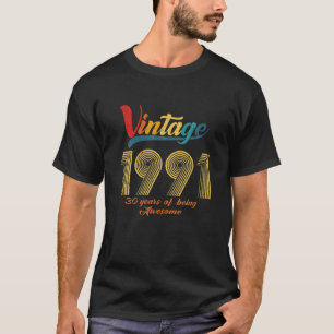 T-shirt Vintage 1991 30 Ans Awesome 2021 30E Anniversaire