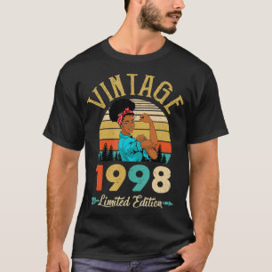 T-shirt Vintage 1998 24E Anniversaire Femme Noire Afro 24 