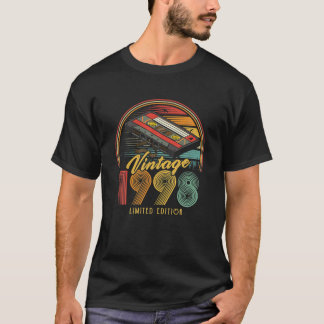 T-shirt Vintage 1998 Cassette Rétro 1998 24E Anniversaire 