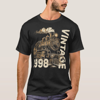 T-shirt Vintage 1998 Steampunk Steam Train Locomotive 26e