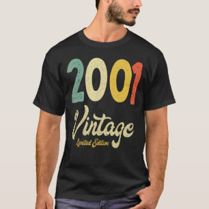 T-shirt Vintage 2001 21e anniversaire Cadeau Retro 21 ans