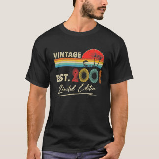 T-shirt Vintage 2001 21e anniversaire Décorations 21 anniv