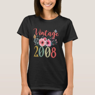 T-shirt Vintage 2008 Floral Hippie Groovy Wildflower 17th 