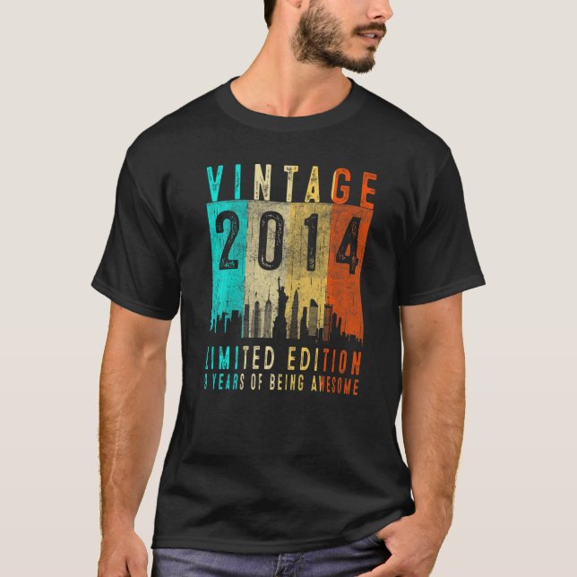 T-shirt Vintage 2014 9e anniversaire 9 ans (Devant)