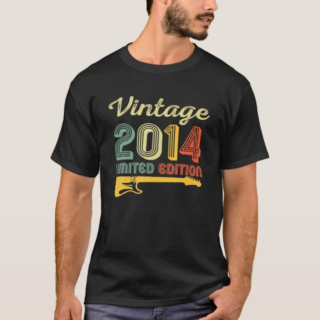 T-shirt Vintage 2014 Anniversaire Guitare 8e Anniversaire  (Devant)