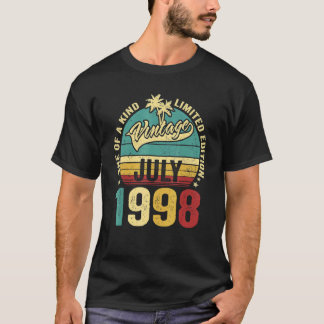 T-shirt Vintage 24 Ans Juillet 1998 Décorations 24th Bi