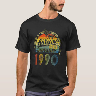 T-shirt Vintage 32 Ans Janvier 1990 Décorations 32E
