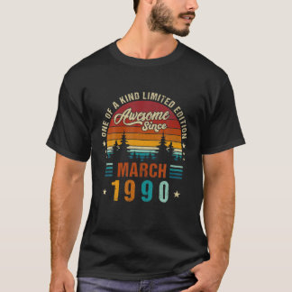 T-shirt Vintage 32Th Birthday Awesome Since March 1990
