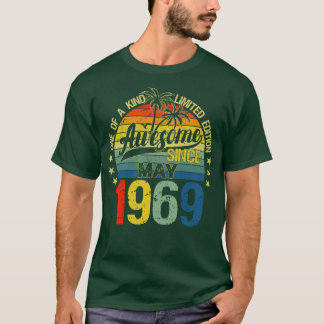 T-shirt Vintage 53 Ans Mai 1969 Décorations 53ème Bir