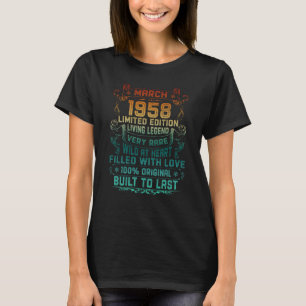 T-shirt Vintage 65 Ans Mars 1958 65e Anniversaire