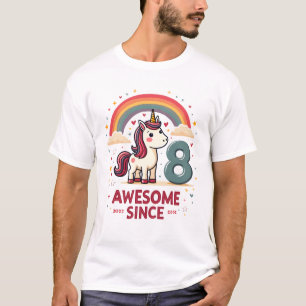 T-shirt Vintage 8 Incroyable Depuis 2018 Licorne Anniversa