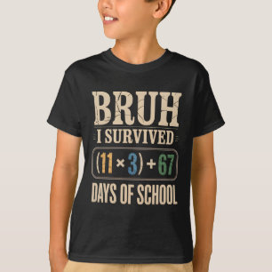 T-shirt Vintage a survécu 100 jours d'école Bruh équation