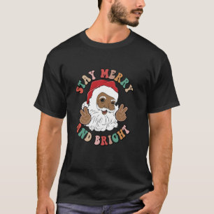 T-shirt Vintage Afro Père Noël Noir Noël Paix Père Noël St