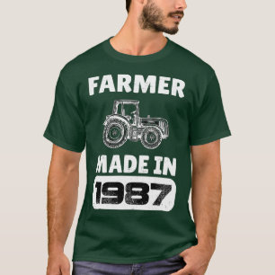 T-shirt Vintage Agriculteur Né En 1987 36 Ans Pères D