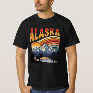 T-shirt Vintage Alaska Mountain Sunset