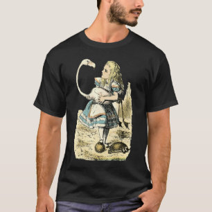 T-shirt Vintage Alice Au Pays Des Merveilles Flamant rose