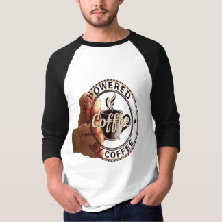 T-shirt Vintage "Alimenté par le Café" Raglan de Baseball
