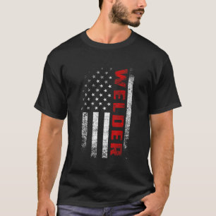 T-shirt Vintage Américain Drapeau Soudeur Vêtements Patrio