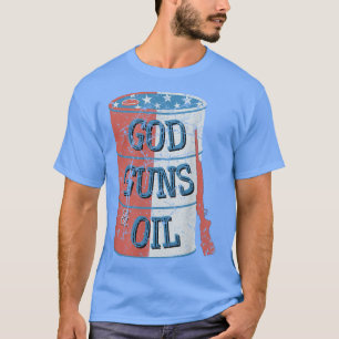 T-shirt Vintage américain Flag Oil Barrel, God Guns & Oil