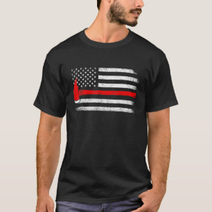 T-shirt Vintage American Flag Ax Mince Red Line Firefighte
