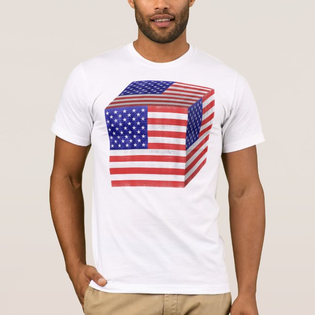T-shirt vintage American Flag Cube (Devant)
