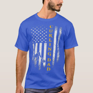T-shirt Vintage American Flag Proud Curling Dad Curler