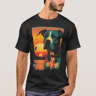 T-shirt Vintage American Pit Bull Terrier 80s Sunset Retro