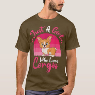 T-shirt Vintage Amoureux des chiens Corgi Juste Une Fille
