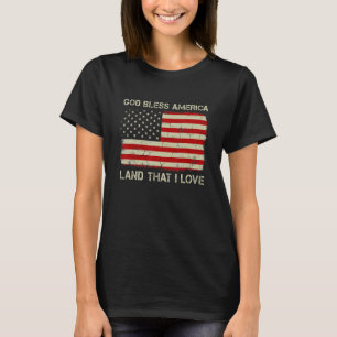 T-shirt Vintage Ancien drapeau Américain Dieu Béni Amériqu