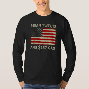 T-shirt Vintage Ancien Drapeau Américain Moyenne Tweets Et