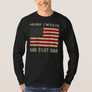 T-shirt Vintage Ancien Drapeau Américain Moyenne Tweets Et