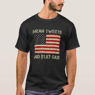 T-shirt Vintage Ancien Drapeau Américain Moyenne Tweets Et