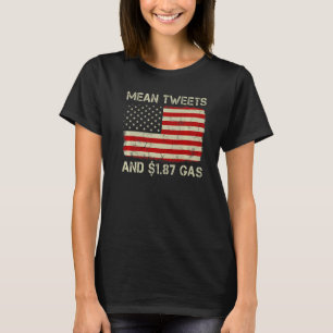 T-shirt Vintage Ancien Drapeau Américain Moyenne Tweets Et