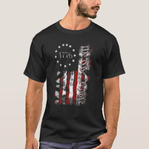 T-shirt Vintage Ancien Drapeau Américain Patriotique 1776
