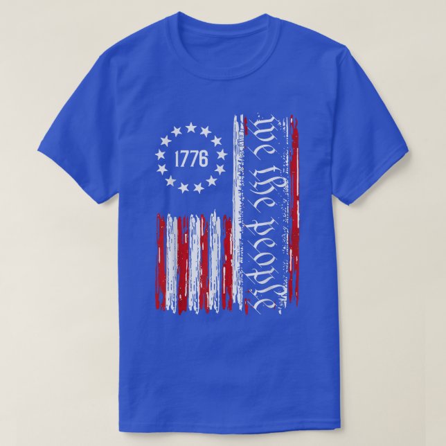T-shirt Vintage Ancien Drapeau Américain Patriotique 1776  (Design devant)