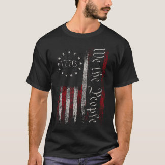 T-shirt Vintage Ancien Drapeau Américain Patriotique 1776