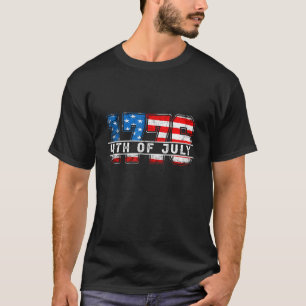 T-shirt Vintage Ancien Drapeau Américain Patriotique 1776