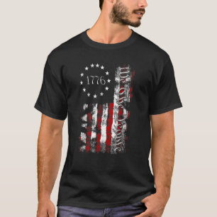 T-shirt Vintage Ancien Drapeau Américain Patriotique 1776