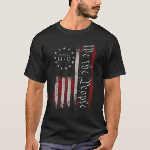 T-shirt Vintage Ancien Drapeau Américain Patriotique 1776