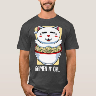 T-shirt Vintage Anime Chat Ramen Japonais Nouilles Kawaii 