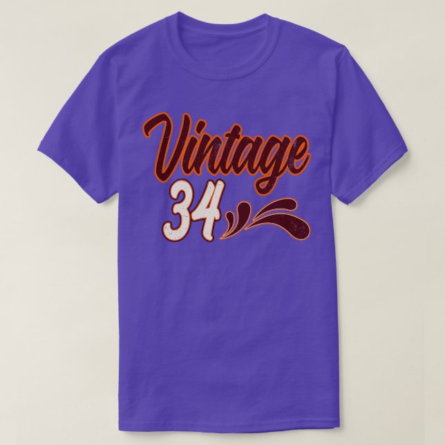 T-shirt Vintage Anniversaire De 34 Ans (Design devant)