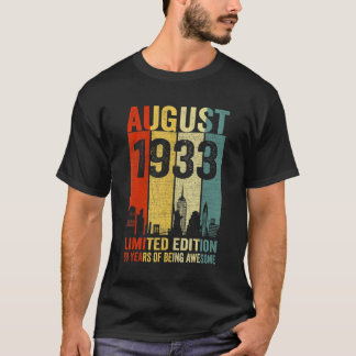 T-shirt Vintage août 1933 89 Anniversaire 89 Anniversaire 